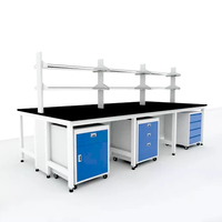 Muebles de Laboratorio Duraderos CARTMAY, Mesas Escolares Modulares Resistentes a Químicos, Bancos de Laboratorio para Hospitales con Estantes y Armarios