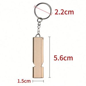 Sifflet de sécurité en aluminium à double tube à haut niveau sonore avec logo personnalisé, porte-clés pour la promotion d'événements en plein air - Product Image 2