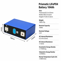 Baterai Surya LTO 6000+ Siklus 3.2V 104Ah Baterai LiFePO4 Prismatik Grade untuk Panel Surya dengan Baterai dan Inverter