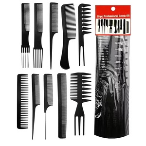Ensemble de peignes de barbier, 10 pièces, kit de peignes de coiffure professionnels pour salon, ensemble de peignes de barbier multifonction pour hommes et femmes - Product Image 1