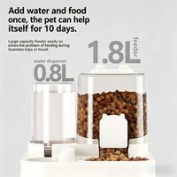 Distributeur d'eau et de nourriture automatique 2-en-1 pour animaux de compagnie d'intérieur avec grande capacité, bols et distributeurs pratiques en plastique antidérapant pour chiens et chats