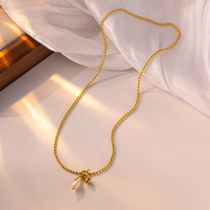 Collar con Colgante de Perla de Agua Dulce Chapado en Oro de 18K y Acero Inoxidable Haomi CE, Cadena Elegante para Mujer, Ecológico - Product Image 4