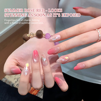 Nouveau Gel à Ongles Rouge Rose Estival Peint à Quatre Grilles, Teinture Haute Saturation Non Lavable, Nécessite une Lampe UV pour Sécher