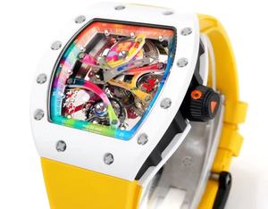 Nouvelle montre mécanique tourbillon à succès avec bracelet jaune style graffiti - Product Image 4