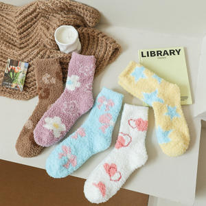 Özel Logo moda kış vizon kadife kürklü kazık çorap peluş kalınlaşmış sıcak uyku kat rahat Polyester çorap - Product Image 1