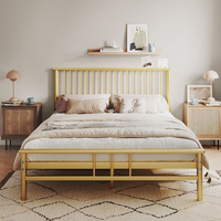 Base de colchón de listones de acero elegante color champán, estructura KD para cama individual/doble, marco de cama resistente para hotel/apartamento