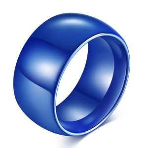 Blue Ceramic <b>Ring</b> 11Mm Round Geometric Unisex Fashion Jewelry Gift - Product Image 1