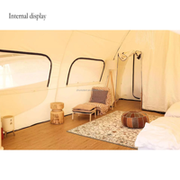 Tente de glamping hôtelier 4*6 en tissu PVC, installation rapide, pour toutes les saisons, avec salle de bain, idéale pour le camping en resort.