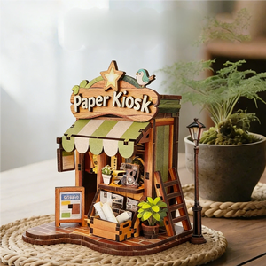 Kit de bricolage pour maison miniature et maison de poupée - Coin lecture avec miniatures de maison de poupée, ensemble complet de maison de poupée miniature - Product Image 1