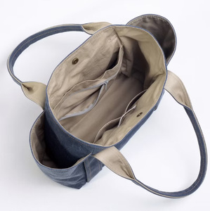 Sac fourre-tout multifonctionnel en toile bleue pour femmes, vente en gros, avec poches, idéal pour le shopping - Product Image 2