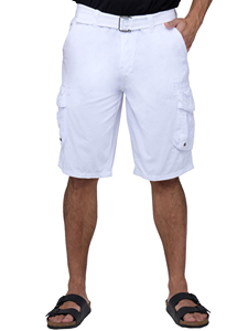 <b>Patch</b> House <b>Men's</b> White Cargo <b>Shorts</b> Mid Waist Button Fly Oxford Cotton Bermuda Length Casual Style with Pockets - Product Image 1