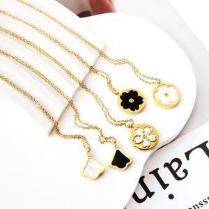 No Fade Korean <b>Angel</b> Wings Flower White Shell Pendant 18kgp <b>Necklace</b> Price <b>Necklace</b> for Women - Product Image 1