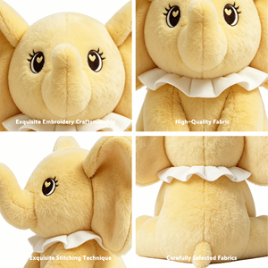 Peluche Personalizzato a Forma di Elefante Giallo, Morbido Giocattolo Imbottito con Colletto a Volant, Regalo di Compleanno per Bambini, Tema <span class=keywords><strong>Zoo</strong></span> - Product Image 6