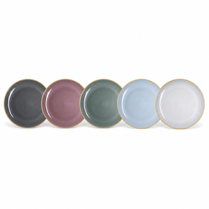 Assiette de mariage en plastique PS de luxe, sans BPA, de qualité alimentaire, avec bord doré, couleur personnalisée, 7/10 pouces, spirale, jetable - Product Image 1