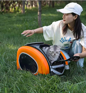 Carrito de Viaje Plegable de Algodón para Perros Pequeños y Medianos, Cochecito para Bebés y Perros con 8 Ruedas Bloqueables, Marco de Acero Inoxidable, Certificado CE, 0-6 Meses - Product Image 6