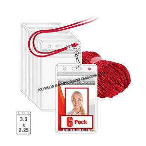 Lot de 6 badges verticaux transparents professionnels personnalisés 3.5x2.25 porte-badge en plastique transparent étanche à l'eau imprimé au Cambodge - Product Image 1