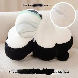 Toptan Yaratıcı 2'si 1 Arada Peluş Oyuncak Battaniye Yastık, PP Pamuk Dolgulu Sevimli Panda Tasarımlı, Doğum Günü Stres Giderici - Product Image 3