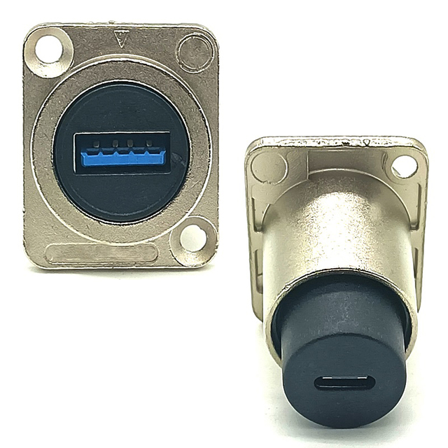 D Shape Panel Mount USB 3.0 to Type C Adapter Connector