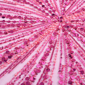 Tissu en dentelle à sequins perlés de nouvelle conception 2026 avec fond en filet pour <span class=keywords><strong>robe</strong></span> de soirée et <span class=keywords><strong>robe</strong></span> de mariée - Product Image 2