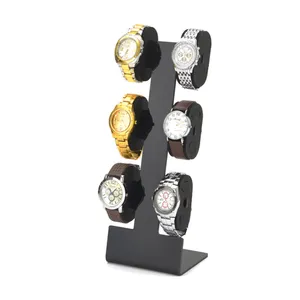 Soporte de exhibición para reloj, vitrina de joyería, 6 rejillas, acrílico, negro, nuevo