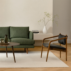 <span class=keywords><strong>Fauteuil</strong></span> en bois de noyer avec coussin en <span class=keywords><strong>cuir</strong></span> PU microfibre noir - Chaise d'appoint de style moderne du milieu du siècle pour salon et coin lecture - Product Image 5