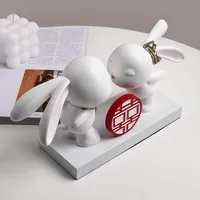 נורדי קישוט סיני סגנון כפול אושר ארנב קישוט בעלי החיים קישוט קרמיקה מודרני בית תפאורה