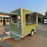 Remorque alimentaire commerciale personnalisable vert sauge à essieu unique, kiosque mobile de restauration rapide pour la restauration en centre commercial et les événements en plein air