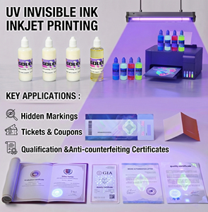 GDLEGEND Impresión de inyección de tinta UV Invisible Tinta DE SEGURIDAD incolora a color rojo Base de agua Juego de tinta Uv Tinta de impresora de seguridad 100ml - Product Image 6