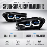 Feux de jour à LED bicolores pour BMW G30 Série 5 2018-2020, style Ikon, clignotants Spoon, amélioration des feux de jour