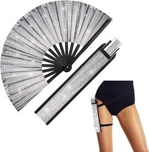 Éventail pliant en bambou holographique peint FAREA de haute qualité, 33 cm, décoration réfléchissante, éventail de <span class=keywords><strong>rave</strong></span>, spectacles, cadeaux - Product Image 6