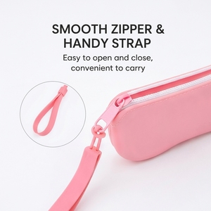 Étui à lunettes en silicone imperméable, sac de rangement multifonction pour les voyages, pour lunettes, cosmétiques, petits accessoires avec sangle de transport - Product Image 2