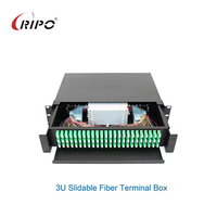 Panel Patch Optik 3U 144-Core LC APC Duplex, Kotak Sambungan Serat Optik Tipe Drawn 1-Piece, Rak-Terpasang Ripo