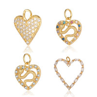 Argent Pierre Perlée Coeur Clé Arc-En-Plume Cuivre Zircon Pendentif Charmes DIY Serpent Étoile Lune Ananas Yeux En Forme