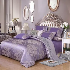 Luxury Jacquard Luxury ชุดผ้าปูที่นอนลายดอกไม้พิมพ์ชุดเดียว Queen Queen Queen ขนาดผ้าปู Modern Bed Linens