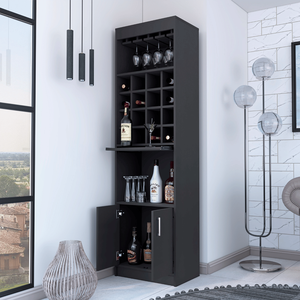 Meuble bar noir Wengue pour 16 bouteilles avec 1 étagère - Product Image 2