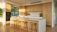 Meuble d'îlot de cuisine Shaker au design moderne et épuré avec panneaux en MDF et mélamine, porte Shaker contemporaine et rangement intégré