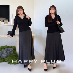 ราล์ฟ เอสเธติกส์กระโปรงมิดิเอวสูงสำหรับผู้หญิง สีพื้น ไซส์พลัส สำหรับฤดูใบไม้ร่วงและฤดูหนาว ทรงเอไลน์ รุ่น N9407 - Product Image 4