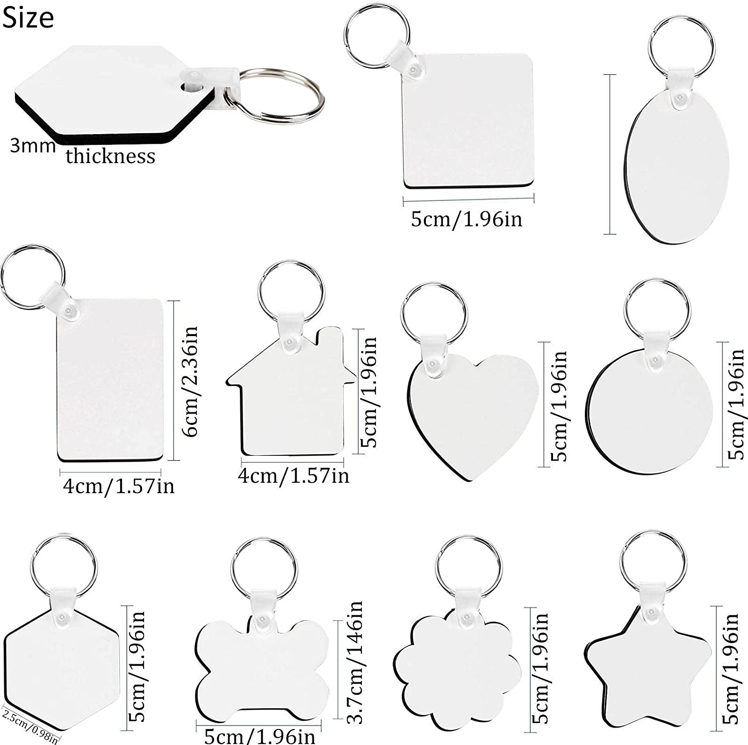 Porte-clés en bois Anneau personnalisé dans les chaînes en vrac En gros Double face Mdf Sublimation Porte-clés Blancs