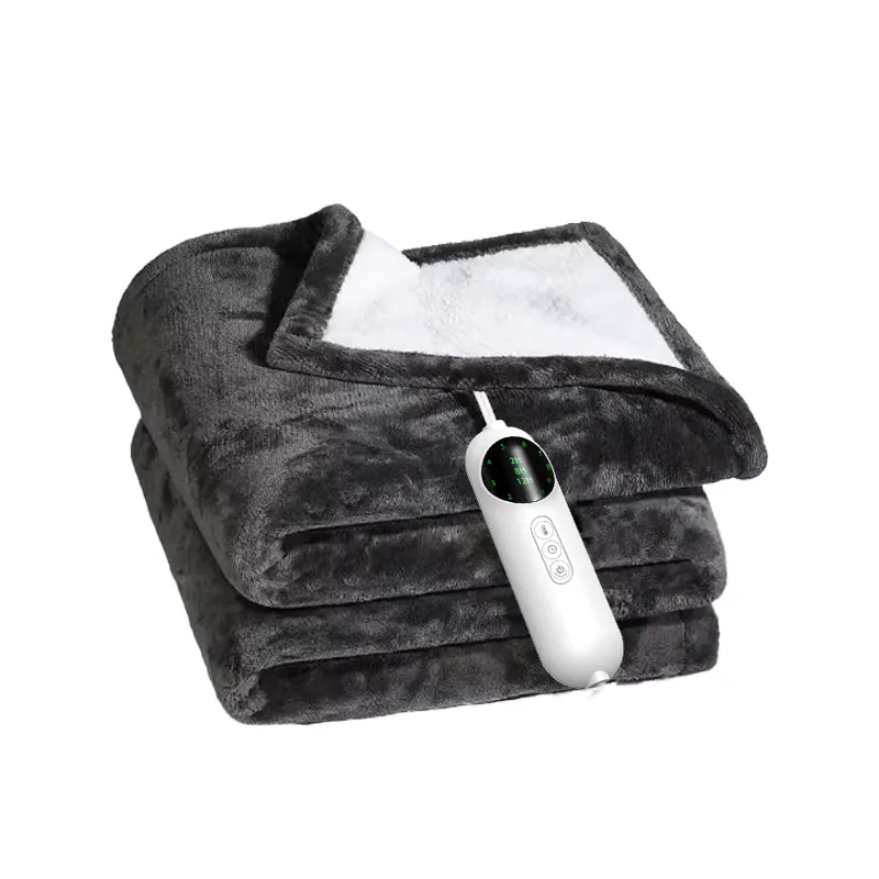 Black Electric Blanket Wholesale Heating Throw Blanket Washable Digital Display Electric Heated Blankets For Winter