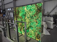 Dalle de quartzite translucide de luxe Conception de pierre Dalle de marbre granit Fond de télévision Panneau mural en marbre Pierre de luxe Éclairage Led