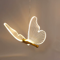 Nordique moderne LED acrylique papillons lustre plafonnier Double tête cristal Transparent or suspendus lampes suspendues