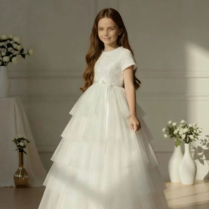 Abito Lungo di Lusso con Corpetto di Paillettes per Bambine, Vestito Formale per Matrimoni, Compleanni, Recital di Pianoforte e Feste - Product Image 3