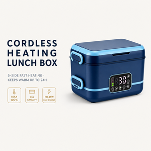 Heated Lunch Box Self Heating Rechargeable Cordless <strong>Food</strong> <strong>Warmer</strong> 1.5L 304 Stainless Steel <strong>Portable</strong> for Household Car Work <strong>Travel</strong> - Product Image 1