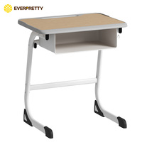 Meubles de classe : Ensemble bureau individuel et chaise bleue avec plateau en bois pour les écoles de la maternelle au collège