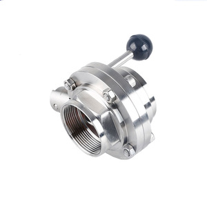 Vannes Konan en acier inoxydable 304, vanne papillon sanitaire à filetage interne DN80 DN100, levier manuel, industrie de l'eau - Product Image 1