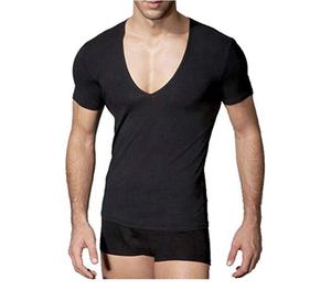 Camiseta ajustada básica de algodón lisa con logo personalizado para hombre - Product Image 5