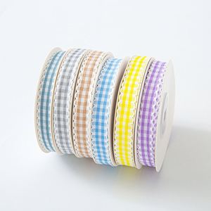 1CM Candy Macaron Color DIY Hair Accessories Satin Ribbon Wave Edge Hair <b>Clips</b> with Bowknot Plaid Lace Design - Product Image 5