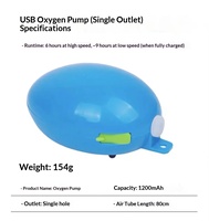 Pompe à oxygène double sortie haute capacité rechargeable, longue autonomie, pour aquarium domestique, aérateur portable, oxygénateur extérieur