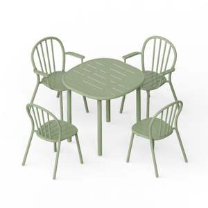 Muebles modernos para exteriores, mesa de comedor de metal y juego de sillas y mesas laterales apilables - Product Image 2