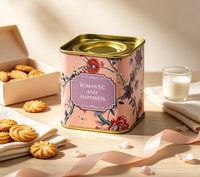 Boîte de rangement carrée en fer blanc imprimée sur mesure avec couvercle pour emballage cadeau de thé, bonbons et biscuits